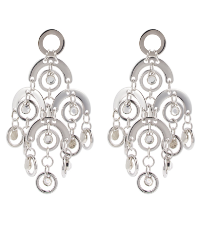 Rabanne Women's Sphere Chandelier Brass Earrings In Silver Crystal