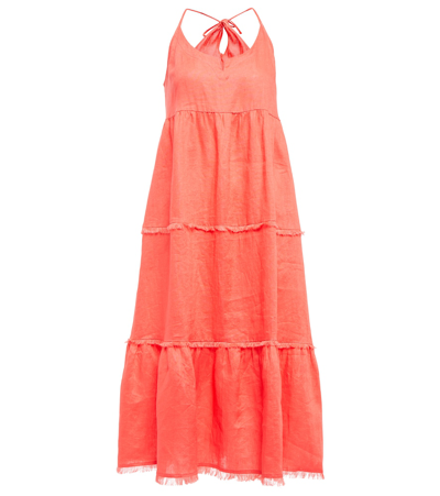 Heidi Klein Moroccan Sands Linen Maxi Dress In Coral