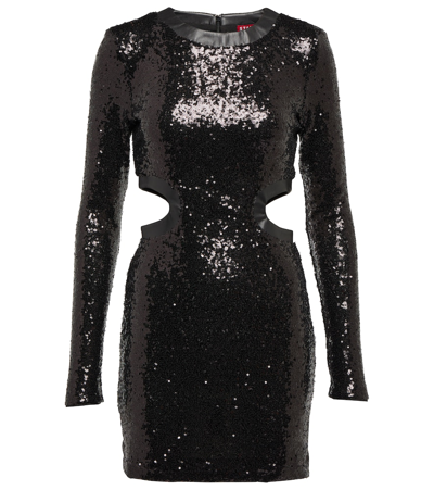 Staud Dolce Sequined Nylon Minidress In Black