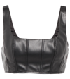 STAUD WELLS CROPPED LEATHER-EFFECT TOP