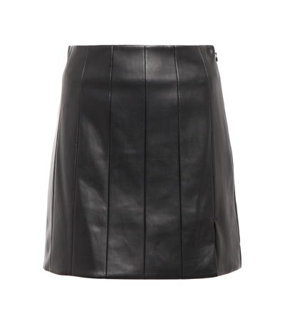 Staud Wells Faux Leather Miniskirt In Black