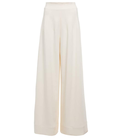 Staud Mitchell Wide-leg Cotton-blend Trousers In Neutrals