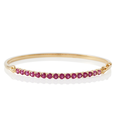 Melissa Kaye Hot Pink Sapphire Lenox Bracelet In Gold,pink