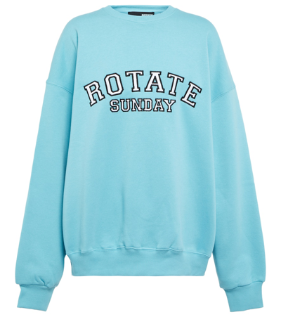 Rotate Birger Christensen Iris Logo Cotton Sweatshirt In Maui Blue