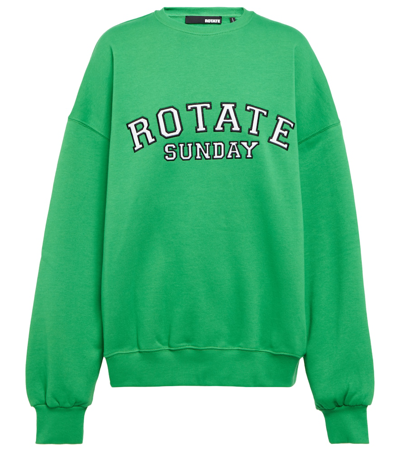 Rotate Birger Christensen Iris Logo Cotton Sweatshirt In Green