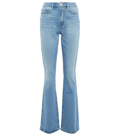 Frame High-rise Flared Jeans With Belt Loops In Blue