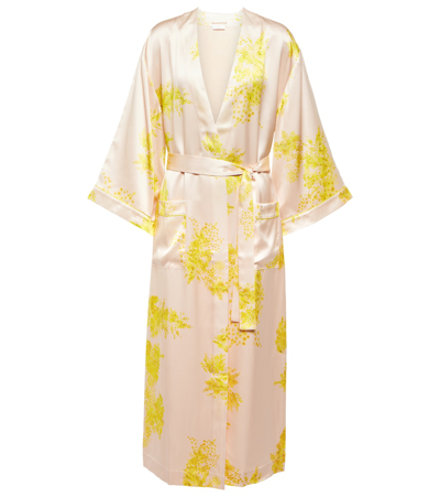 Eres Imperial Long Kimono-inspired Robe In Mimosas Biscuit