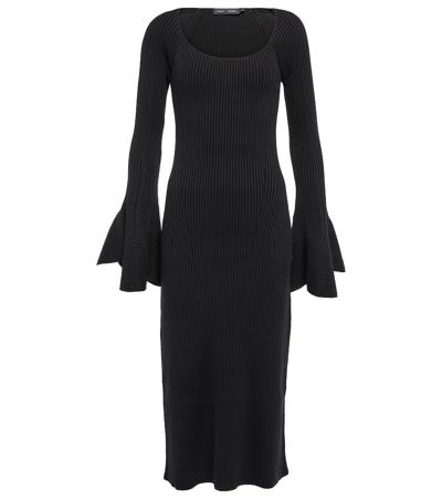 Proenza Schouler Ribbed-knit Silk-blend Midi Dress In Black