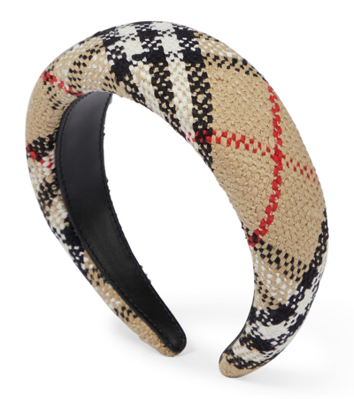 Burberry Vintage Check Padded Hair Band In Beige,white,black