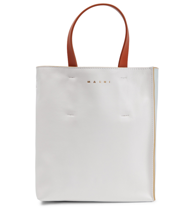 Marni Museo Soft Ew Small Tote Bag In Lily White/cloud/dust Apricot