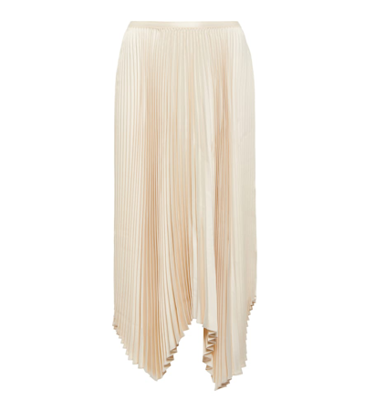 Polo Ralph Lauren Pleated Satin Handkerchief Skirt In Beige