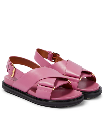 Marni 20mm Fussbett Leather Sandals In Pink