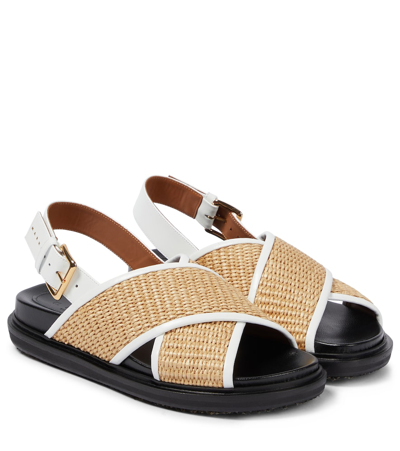 Marni Fussbett Leather-trimmed Sandals In Multicolor