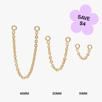 Studs Connector Chain Set In Gold