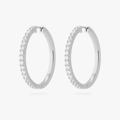 Studs Silver Max Pave Hoop In White