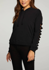 CHASER Cotton Fleece Vented Long Sleeve Pullover Hoodie in True Black