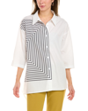 Gracia Square Print Unbalanced Top In White