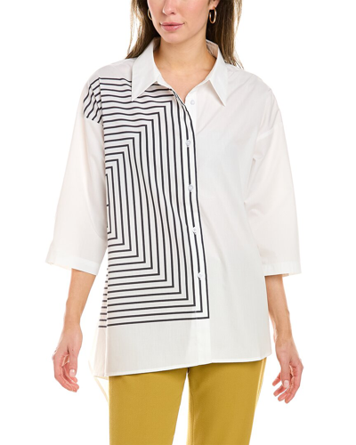 Gracia Square Print Unbalanced Top In White