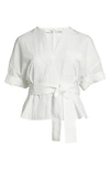 Vince Tie Waist V-neck Blouse In Off White
