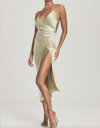 Ser.o.ya Emma Silk Dress In Sage In Beige