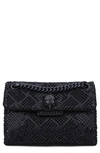 Kurt Geiger Mini Kensington Embellished Fabric Convertible Crossbody Bag In Black