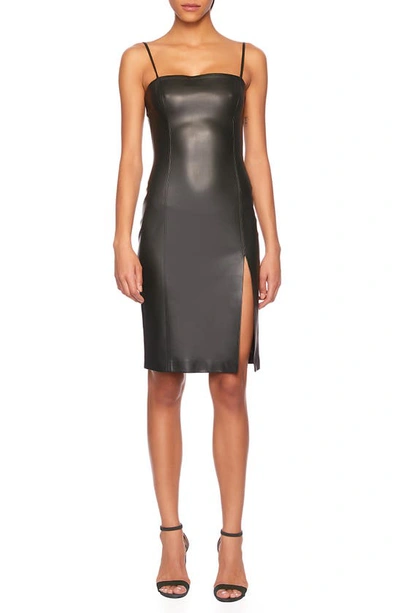 Susana Monaco Faux Leather Sheath Dress In Caviar