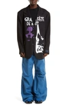 Raf Simons Oversized Blazer With Uniform Pockets And Print In Black 0099