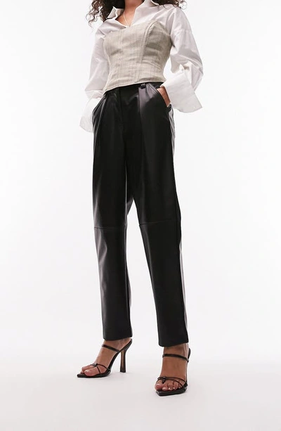 Topshop Faux Leather High Rise Peg Pants In Black