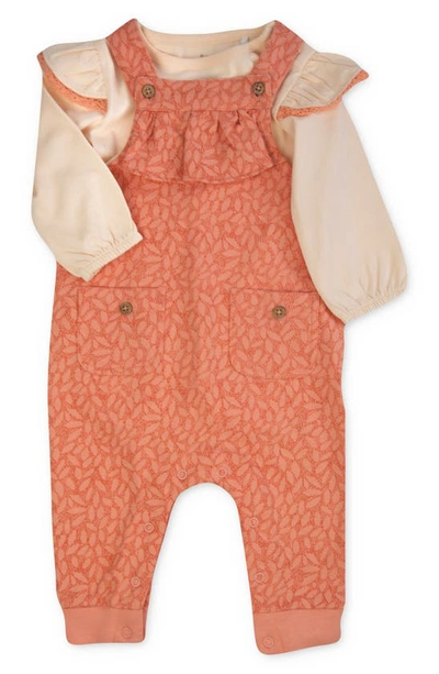 Oliver & Rain Babies' Trees Organic Cotton Bodysuit & Overalls Set In Ginger