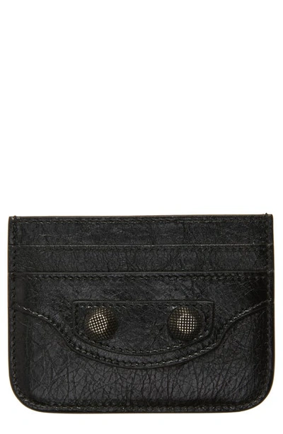 Balenciaga Le Cagole Lambskin Leather Card Holder In Black