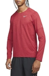 Nike Element Dri-fit Long Sleeve Running T-shirt In Red