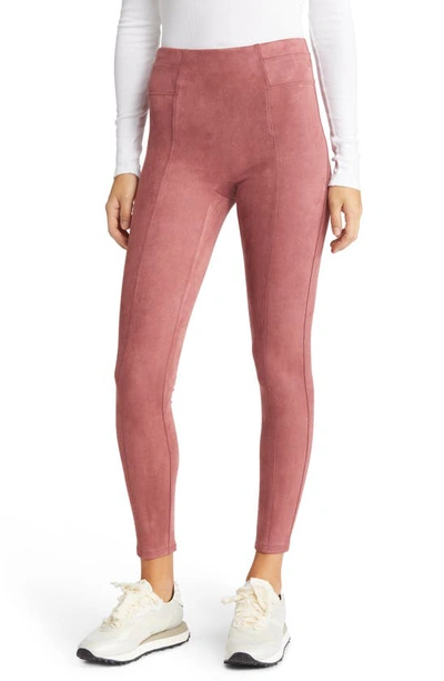 Spanx High Waist Faux Suede Leggings In Rich Rose