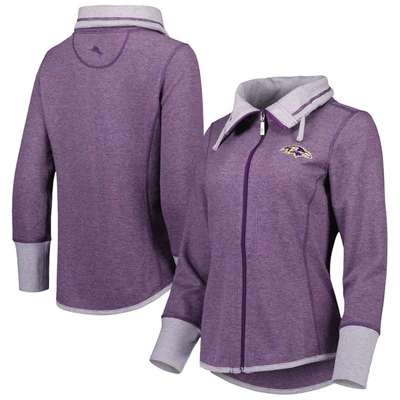 Tommy Bahama Heathered Purple Baltimore Ravens Sport Sun Fade Full-zip Sweatshirt In Heather Purple