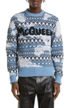Alexander Mcqueen Fair Isle Graffiti Logo Wool Sweater In Multicolor