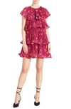 Amur Breeta Pleated Tiered Minidress In Bougainvillea Mono Floral