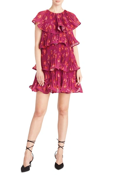 Amur Breeta Pleated Tiered Minidress In Purple