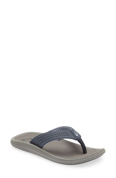 Olukai Ulele Flip Flop In Blue Depth / Charcoal