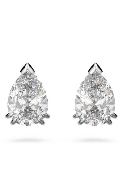 Swarovski Millenia Pear Crystal Stud Earrings In Silver / Clear Crystal