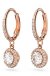 Swarovski Women's Constella Rose-goldtone & Crystal Halo Drop Earrings In White