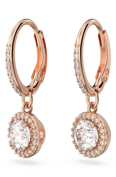 Swarovski Women's Constella Rose-goldtone & Crystal Halo Drop Earrings In White