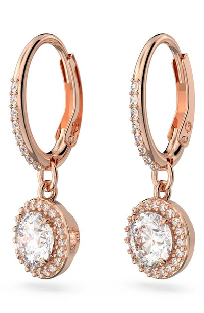 Swarovski Silver-tone Constella Crystal Drop Earrings In Rose Gold