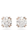 Swarovski Womens White Constella Rose-gold Toned Brass And Zirconia Stud Earrings In Rose Gold