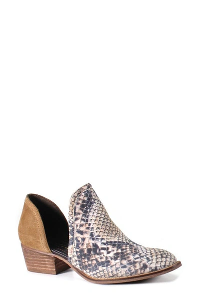Diba True Shy Town Bootie In Snake Cognac
