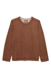Johnston & Murphy Kids' Solid Reversible Crewneck Long Sleeve T-shirt In Rust/ Oatmeal