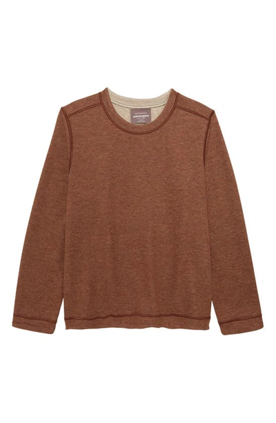 Johnston & Murphy Kids' Solid Reversible Crewneck Long Sleeve T-shirt In Rust/ Oatmeal