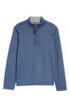 Johnston & Murphy Kids' Solid Quarter Zip Pullover In Blue/ Light Gray