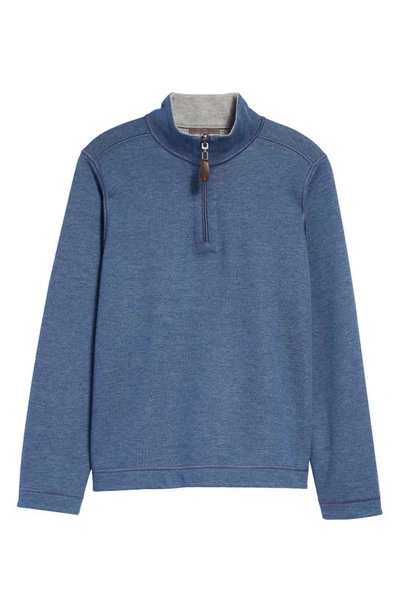 Johnston & Murphy Kids' Solid Quarter Zip Pullover In Blue/ Light Gray