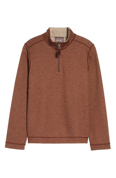 Johnston & Murphy Kids' Solid Reversible Quarter Zip Pullover In Rust/ Oatmeal