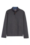 Johnston & Murphy Kids' Solid Reversible Quarter Zip Pullover In Charcoal/ Blue