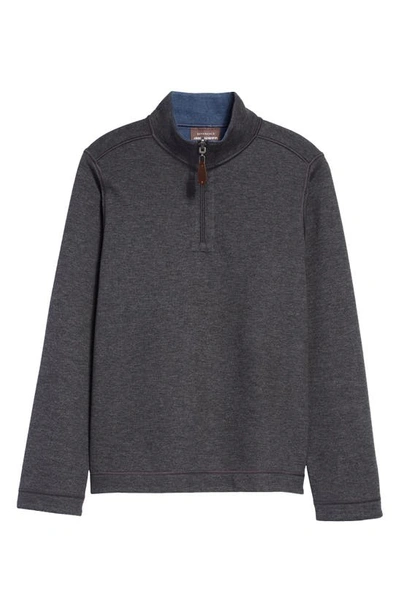 Johnston & Murphy Kids' Solid Reversible Quarter Zip Pullover In Charcoal/ Blue